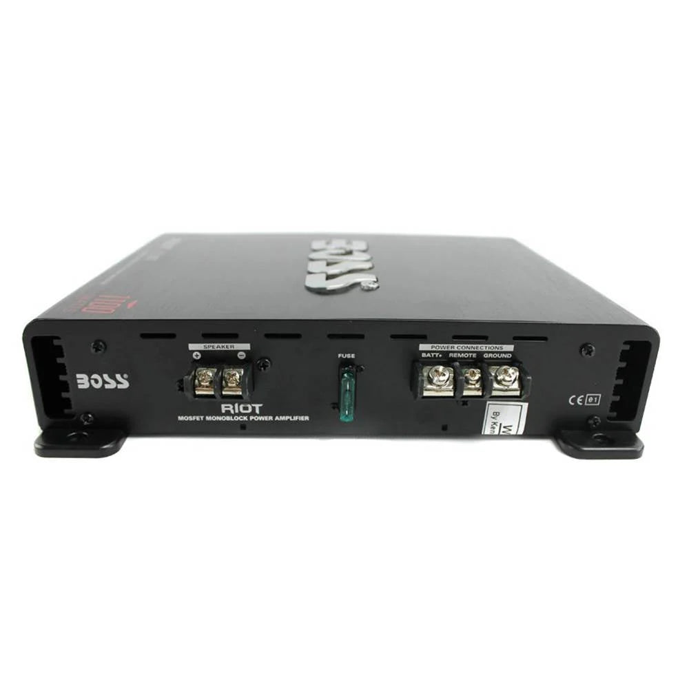 MTX Dual Loaded Car Subwoofer Enclosure 12 Inch 1200W With Boss R1100M Amplifier And Soundstorm AKS8 Kit - TNE212D