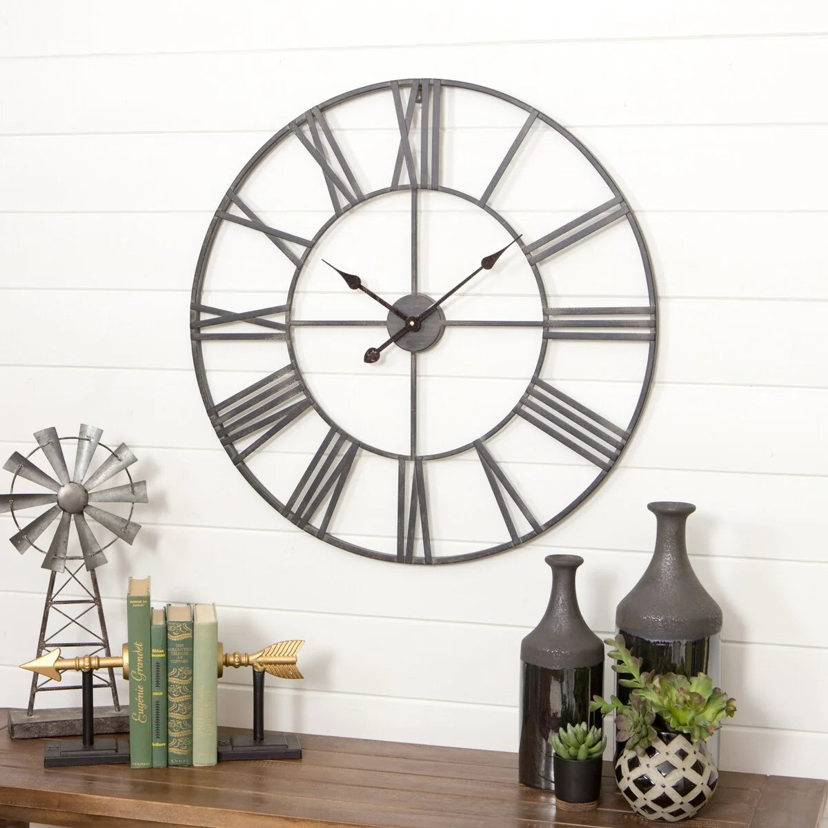 Round Metal Open-Frame Wall Clock