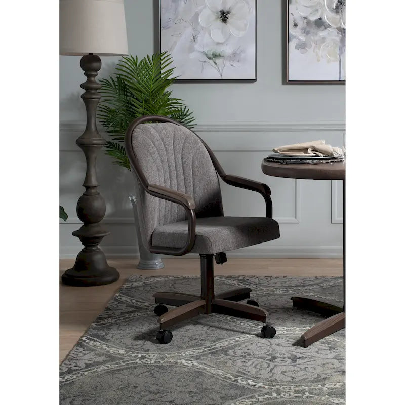 Casual Dining Cushion Swivel-and-Tilt Rolling Caster Chair, 38 Inches H x 24 Inches W x 22 Inches D
