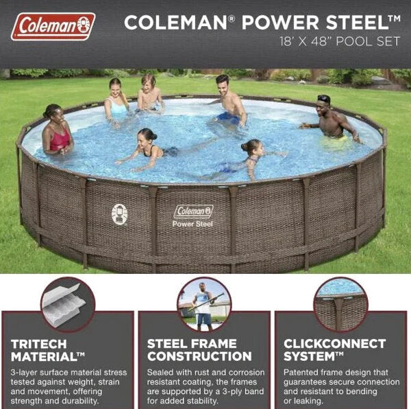 Coleman 18 x 48 Power Steel Frame Above Ground Swimming Pool Set