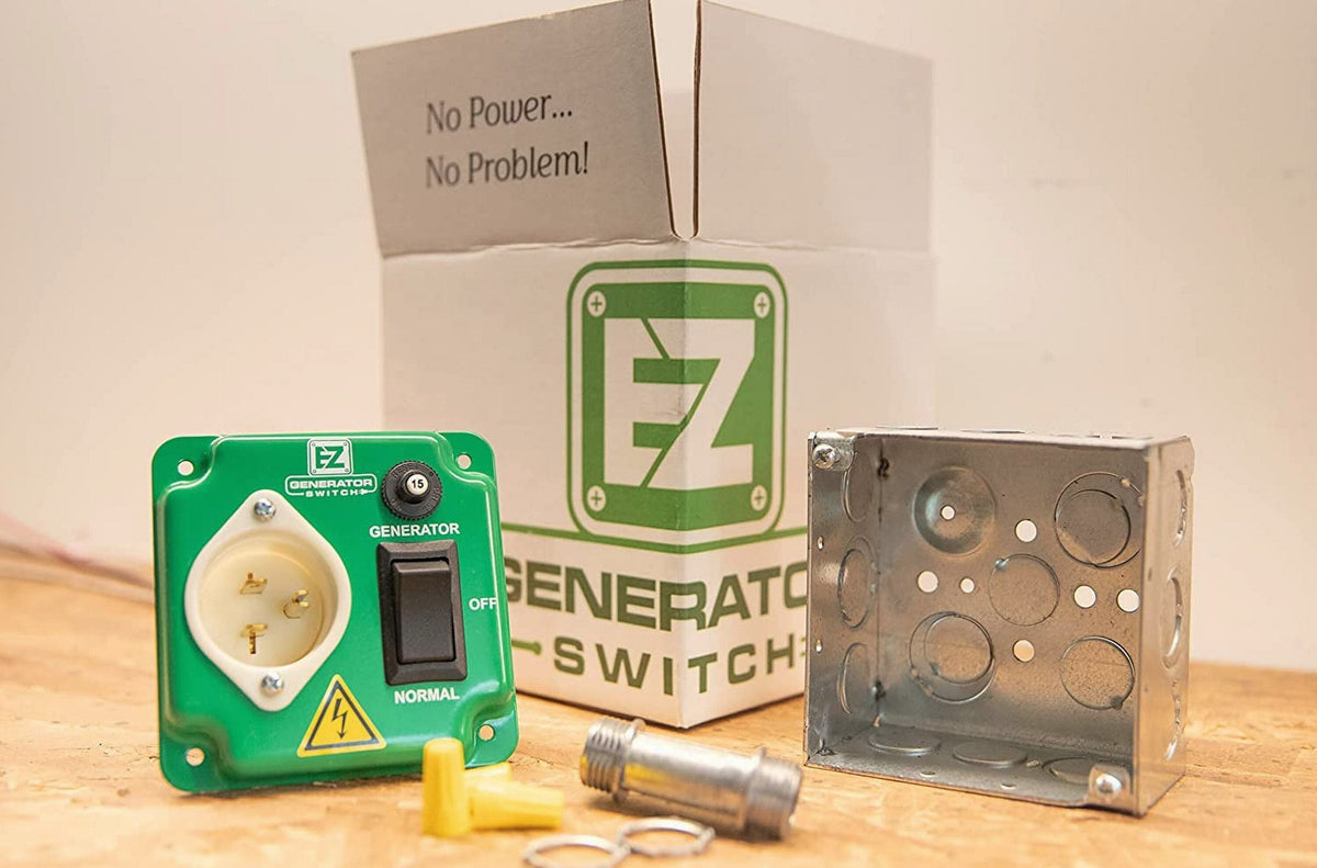EZ Generator Switch, 15A 125V Green Manual Transfer Electrical Switch