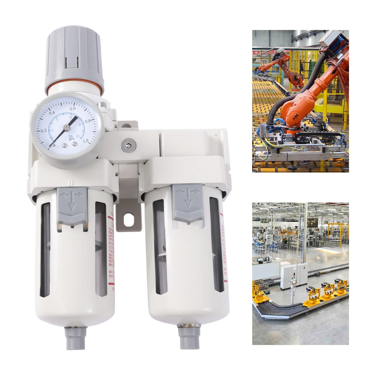 YIYIBYUS 1/2 in NPT Air Pressure Regulator Dryer Filter System With Water Trap Separator