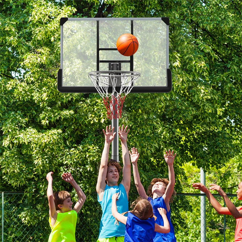 Portable Outdoor Basketball Hoop System, 64-79 inch Adjustable Height, 44 inch Backboard, Black