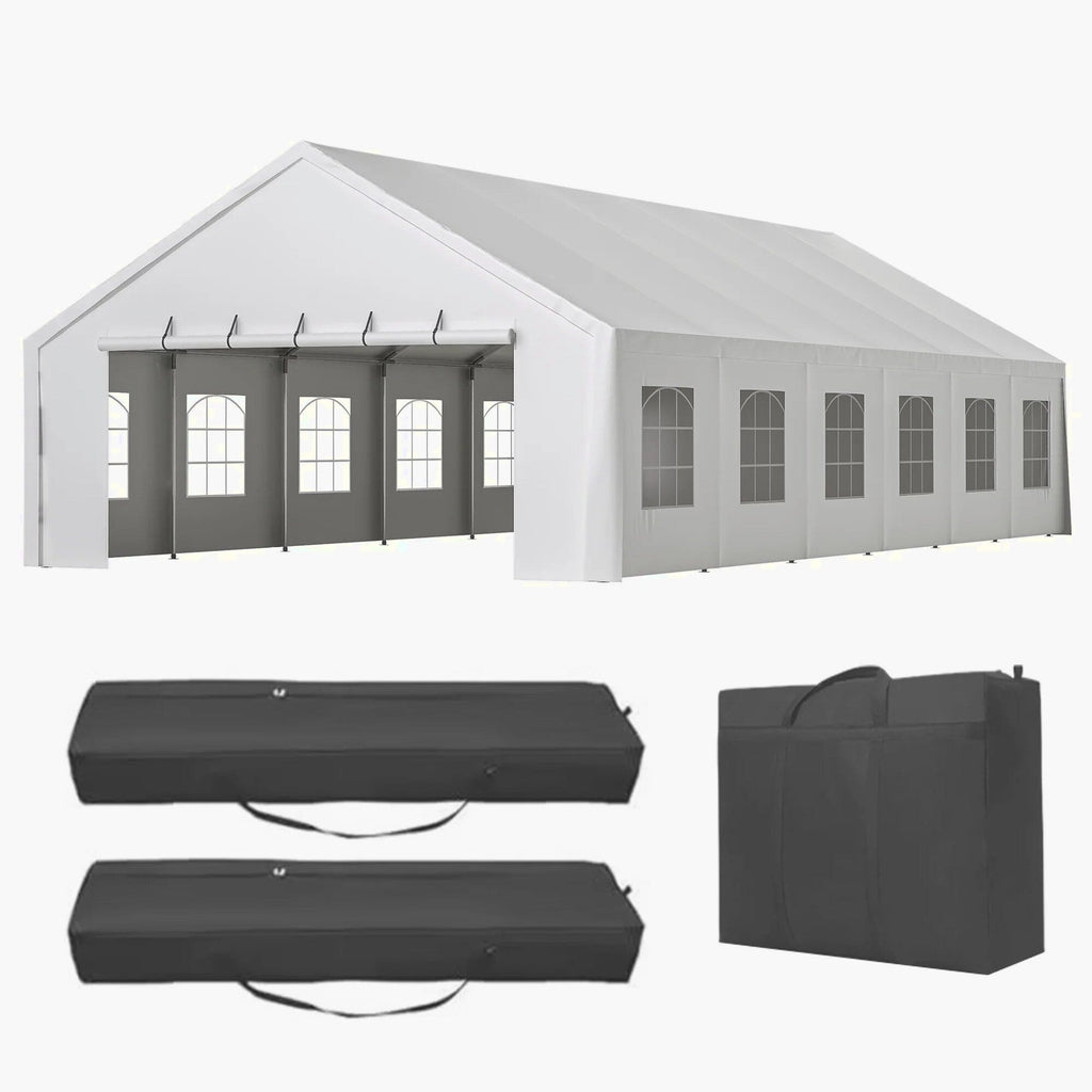 20x40 FT Heavy-Duty Party Tent with 3 Storage Bags - Large Waterproof Wedding Event Shelter for Removable Sidewalls &amp; Zipper Door - Outdoor Commercial Tent for Parties Carport Camping BBQ Garden