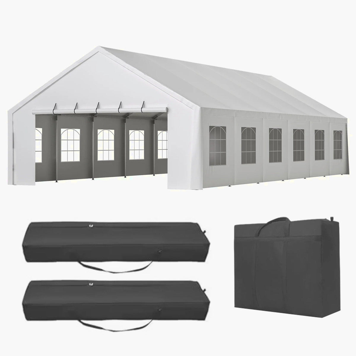 20x40 FT Heavy-Duty Party Tent with 3 Storage Bags - Large Waterproof Wedding Event Shelter for Removable Sidewalls &amp; Zipper Door - Outdoor Commercial Tent for Parties Carport Camping BBQ Garden