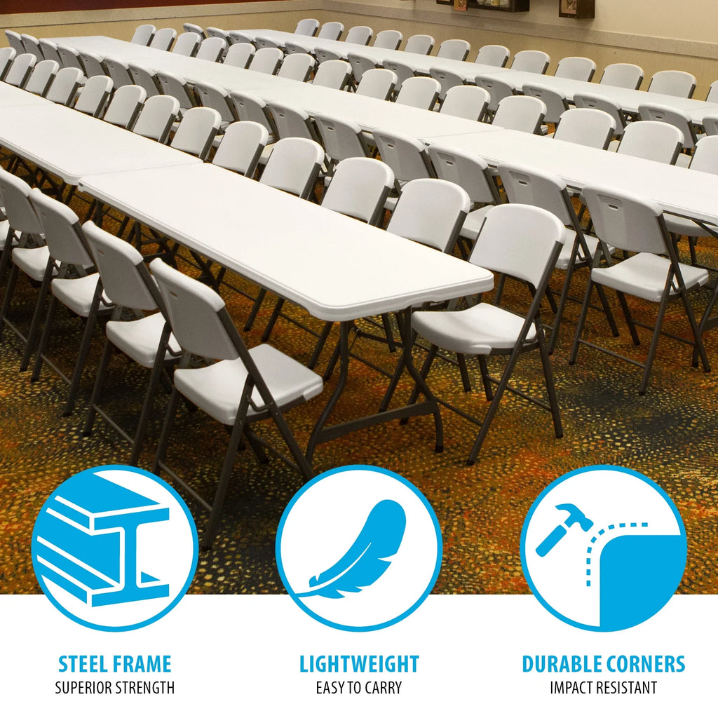 Lifetime Folding Table And Chair Set, 12 8-Foot Tables And 96 Chairs - Pack Of 108