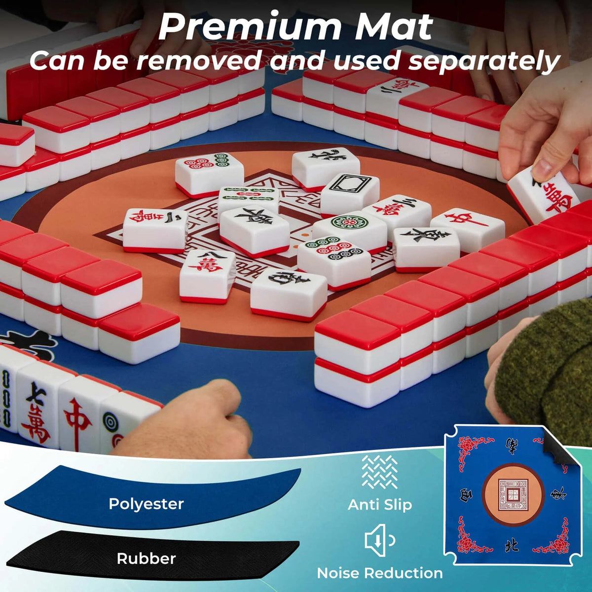 Costway Folding Mahjong Table With Cup Holders, Felt Mat And Carrying Handle - 35in x 35in x 29in