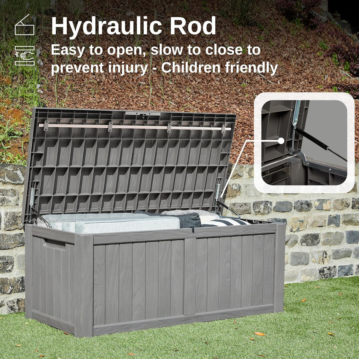EAST OAK 230 Gallon Resin Deck Box, Grey - DB23005