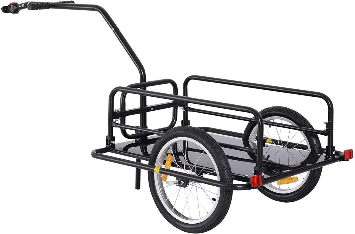 Aosom Foldable Bike Cargo Trailer, 80 lbs Capacity, 16 inch Wheels, Black - With Hitch