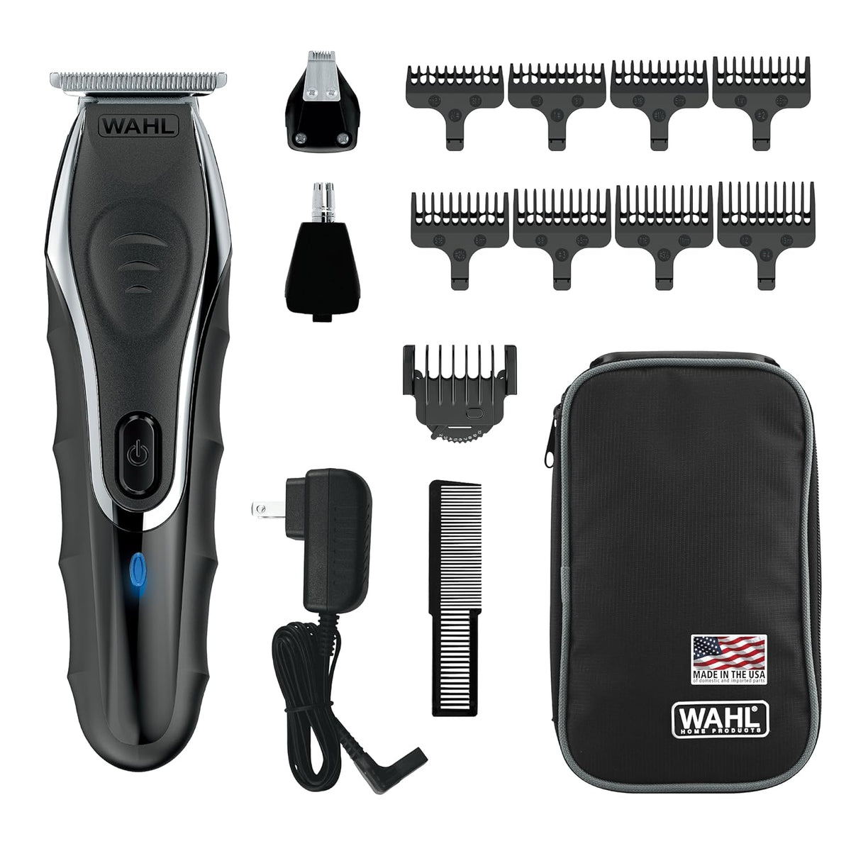 Wahl Aqua Blade Rechargeable Wet/Dry Lithium-Ion Deluxe Beard Trimmer, Black/Silver - 9899-100