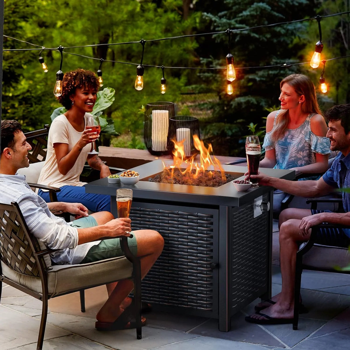 Ciays Outdoor Propane Fire Pit Table, 42-Inch, 50,000 BTU - CIFPT5B