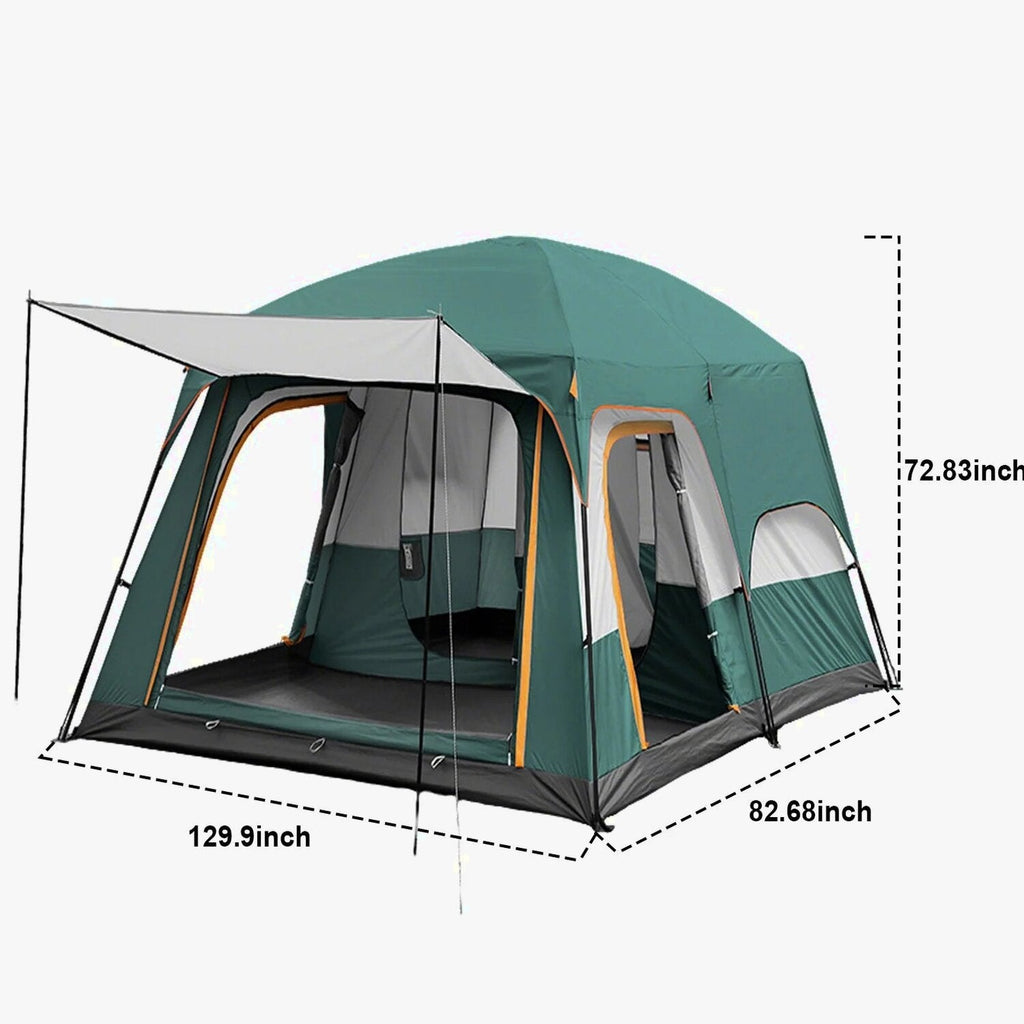KFeng 12 Person Tents for Camping - 2Rooms 3Doors&amp;3Windows Mesh,Suitable for Outdoor/Picnic,Brown