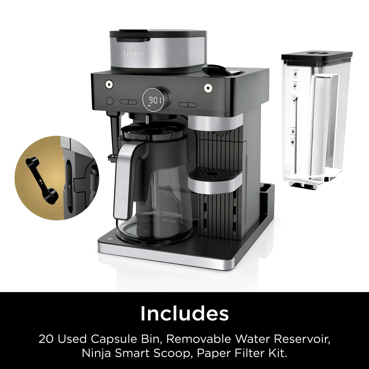 Ninja Espresso & Coffee Barista System, Single-Serve And 12-Cup Carafe, Nespresso Capsule Compatible - CFN601
