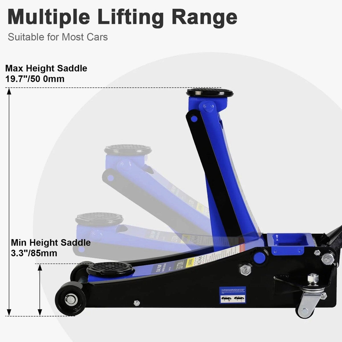 3 Ton Floor Jack, Hydraulic Low Profile Car Jack, Heavy Duty Steel Hydraulic Jack Floor Jack with Dual Piston Quick Lift Pump, Lifting Range 5.1′′-20′′