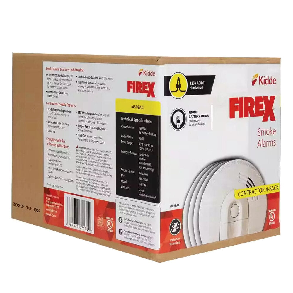 Firex 4-Pack Hardwired Smoke Detector