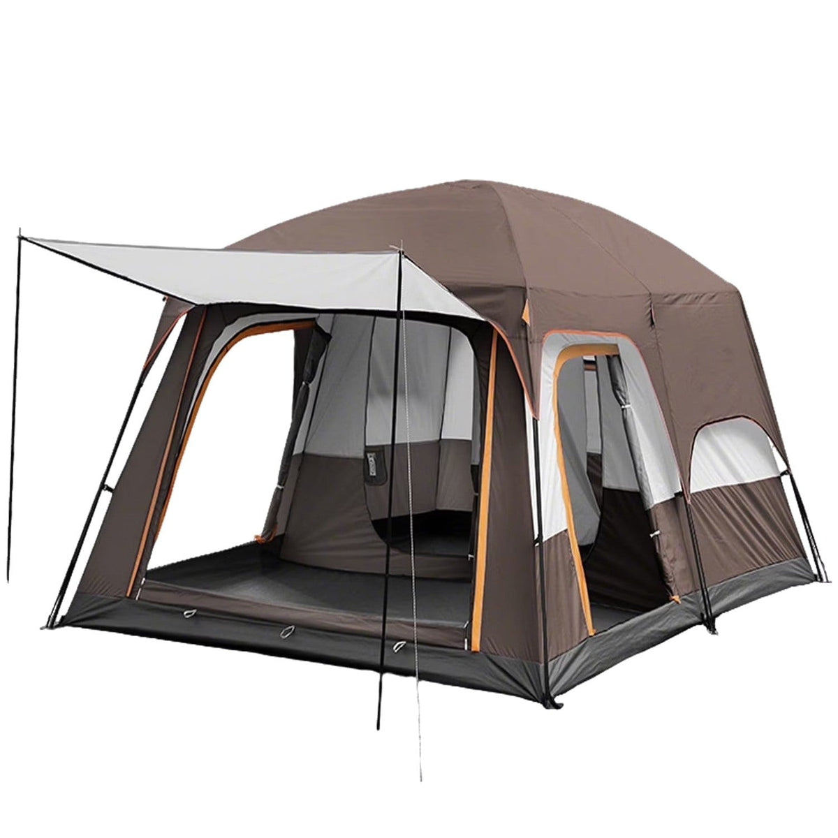KFeng 12 Person Tents for Camping - 2Rooms 3Doors&amp;3Windows Mesh,Suitable for Outdoor/Picnic,Brown