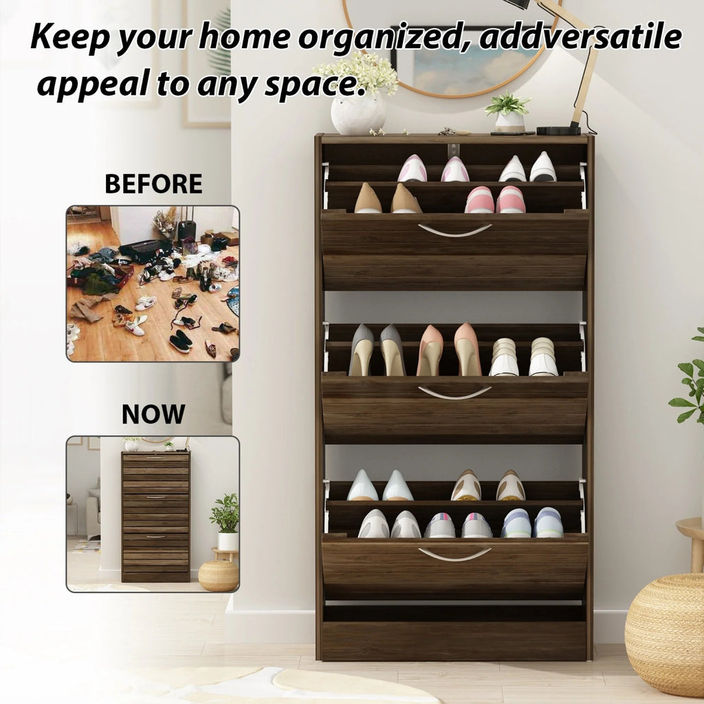 Modern Flip-Down Shoe Storage Cabinet