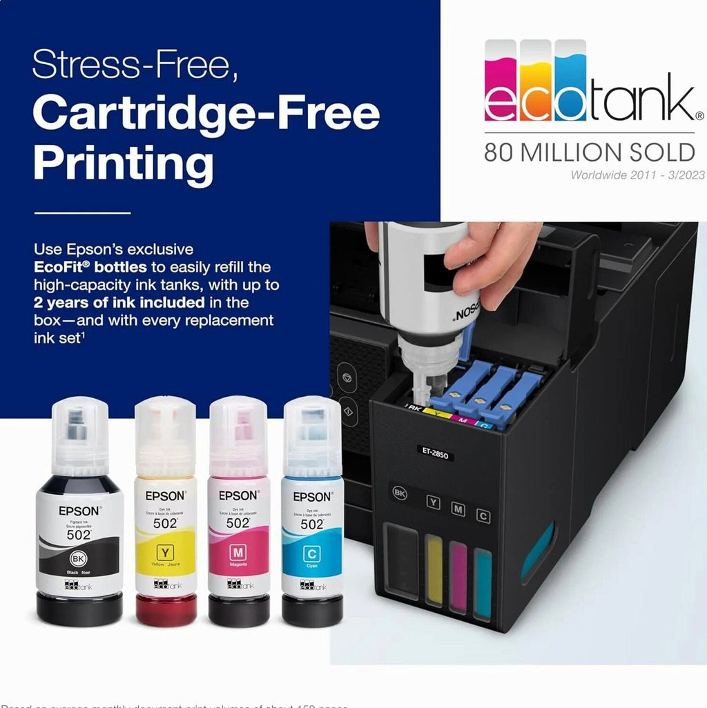 Epson EcoTank ET-4800 Wireless All-in-One Inkjet Printer, White – Cartridge-Free, Scanner, Copier, Fax, ADF, Ethernet, Home Office