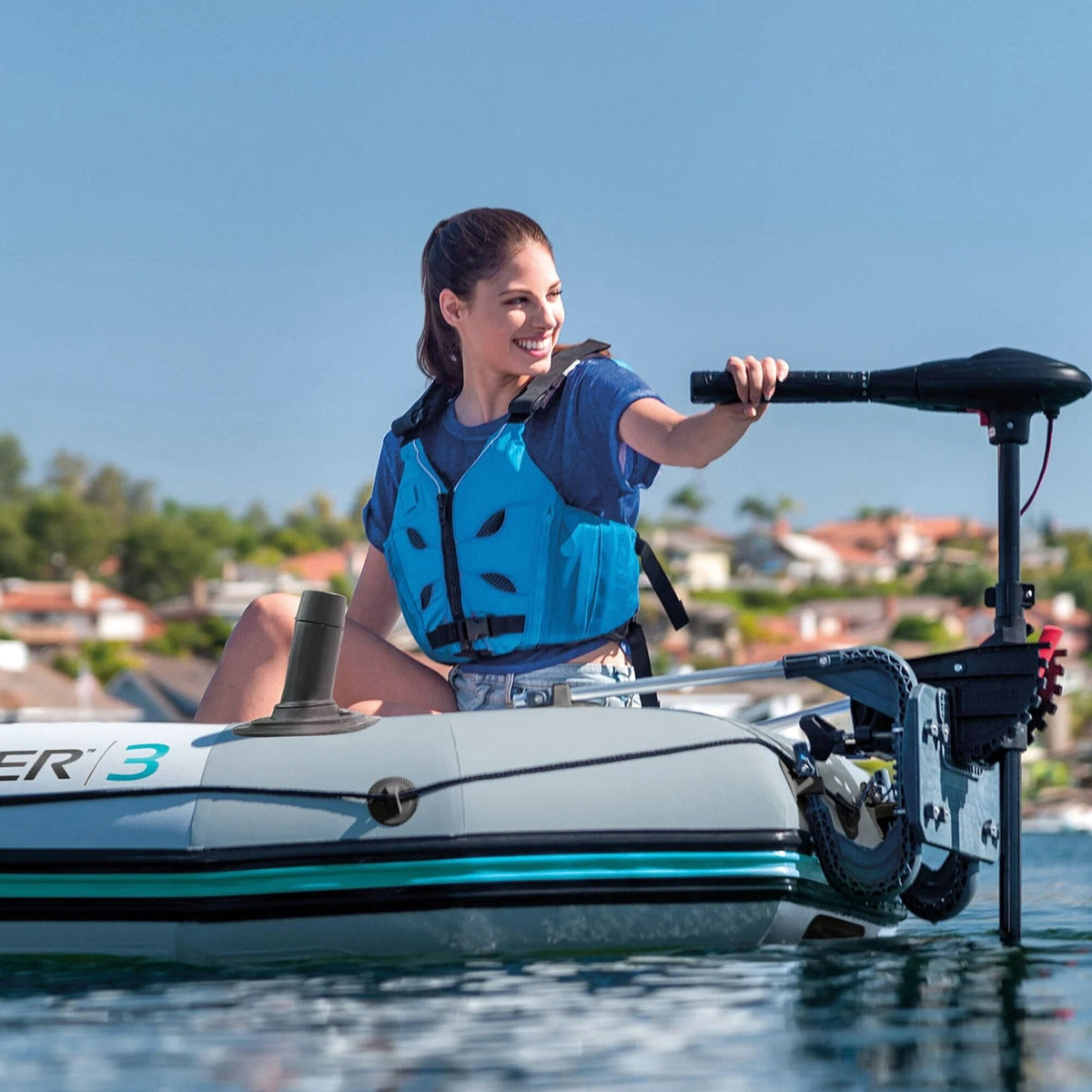 Intex Excursion 5 Person Inflatable Fishing Boat with Composite Motor Mount