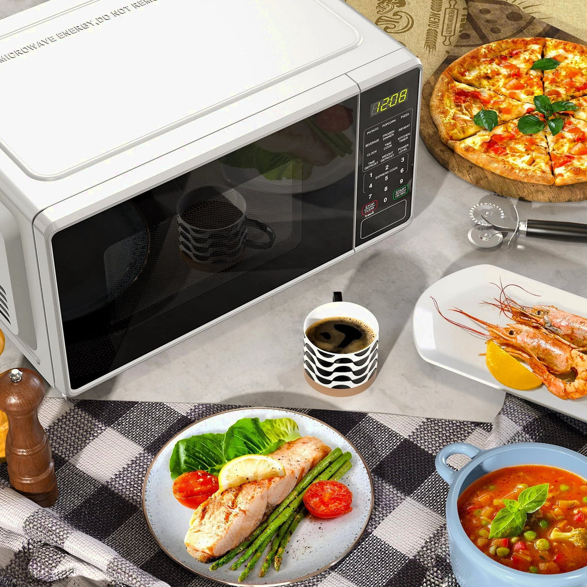 Mainstays 0.7 cu. ft. Countertop Microwave Oven, 700 Watts, White, New