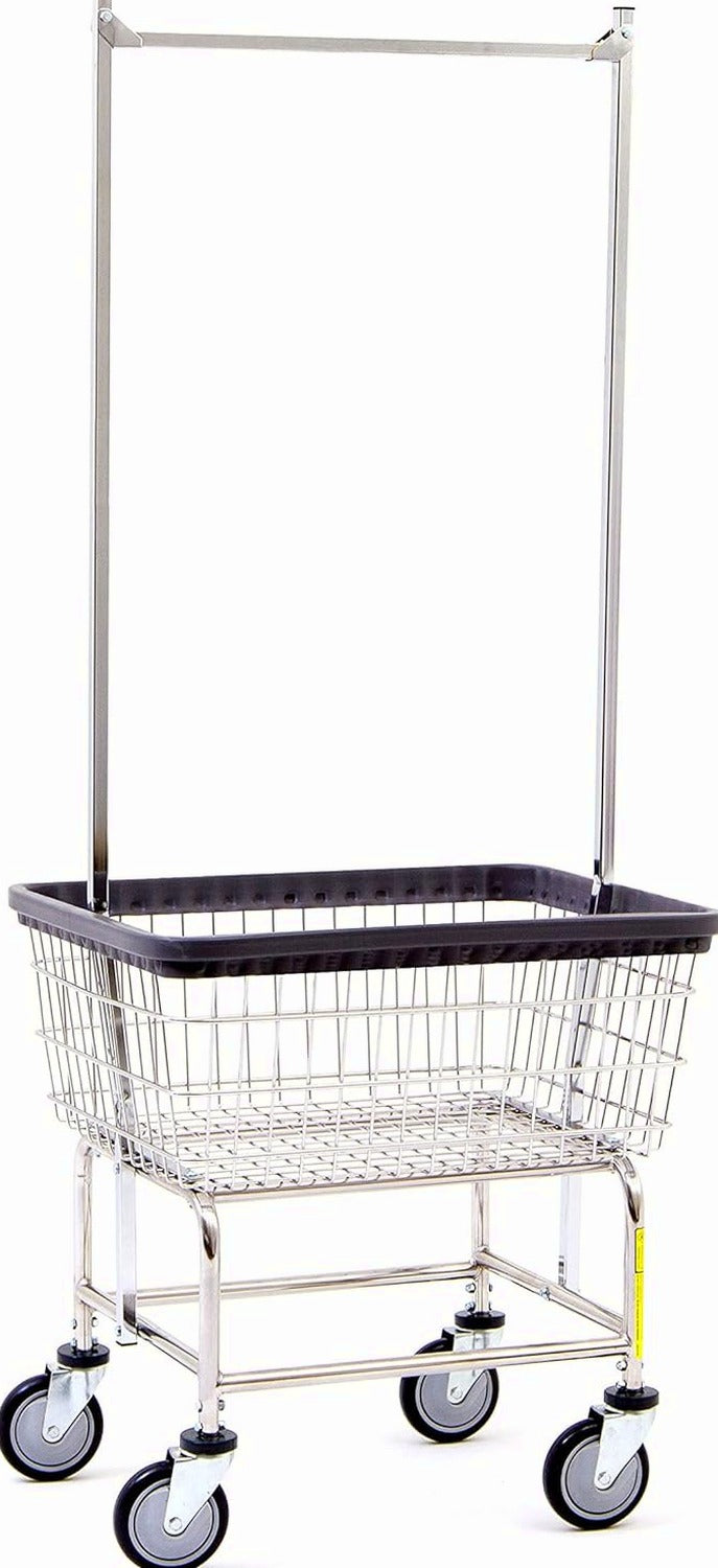 Heavy Duty Wire Laundry Cart with Double Rod Rack