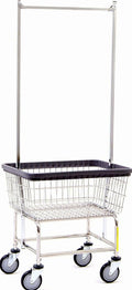 Heavy Duty Wire Laundry Cart with Double Rod Rack