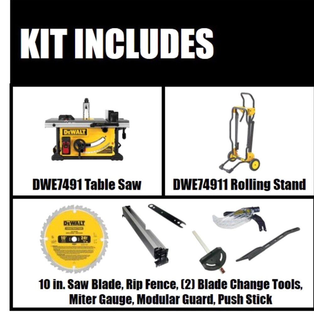 15 Amp Corded 10 in. Job Site Table Saw with Rolling Stand DWE7491RS