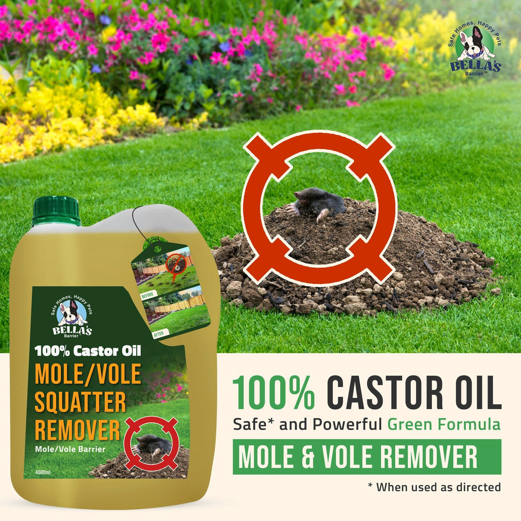 100% Castor Oil for Mole for Lawns Getting Rid of Ground Moles - Most Effective Way to Remove Gopher, Mole, Vole Castor Oil - Pet Safe, Food Grade (1 Gallon)