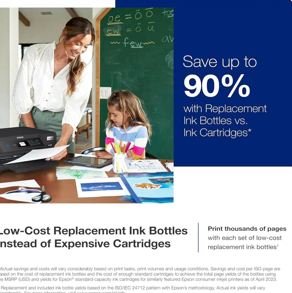 Epson EcoTank ET-4800 Wireless All-in-One Inkjet Printer, White – Cartridge-Free, Scanner, Copier, Fax, ADF, Ethernet, Home Office