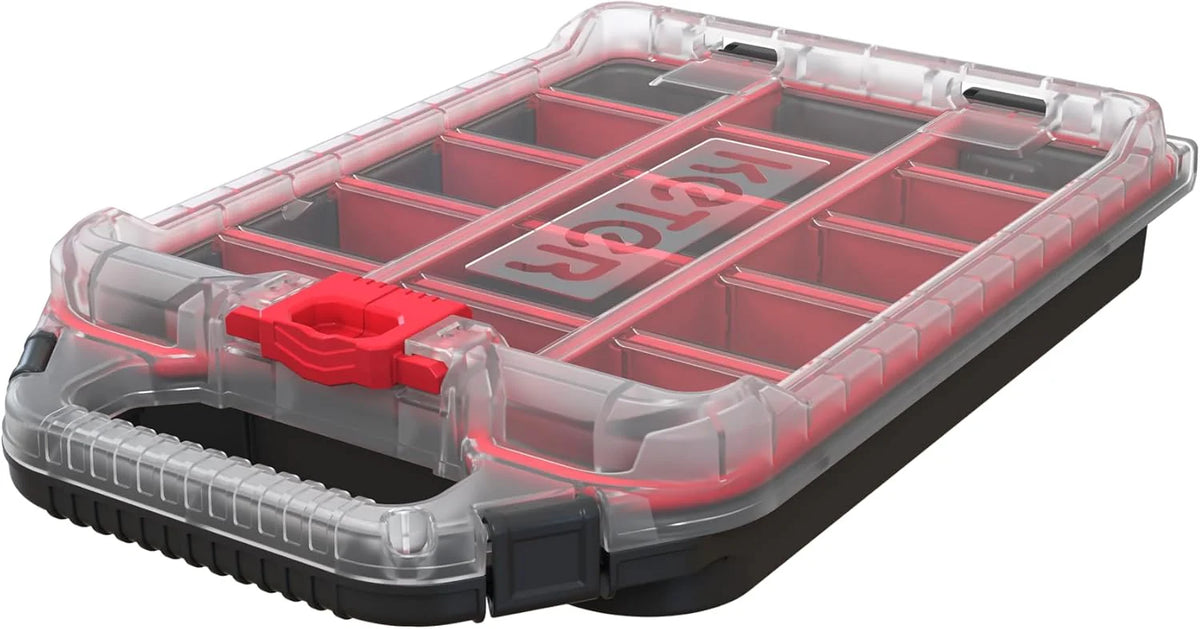Keter Rolling Tool Box System, 3 Piece, Black/Red - 3 Piece Resin Modular Toolbox System