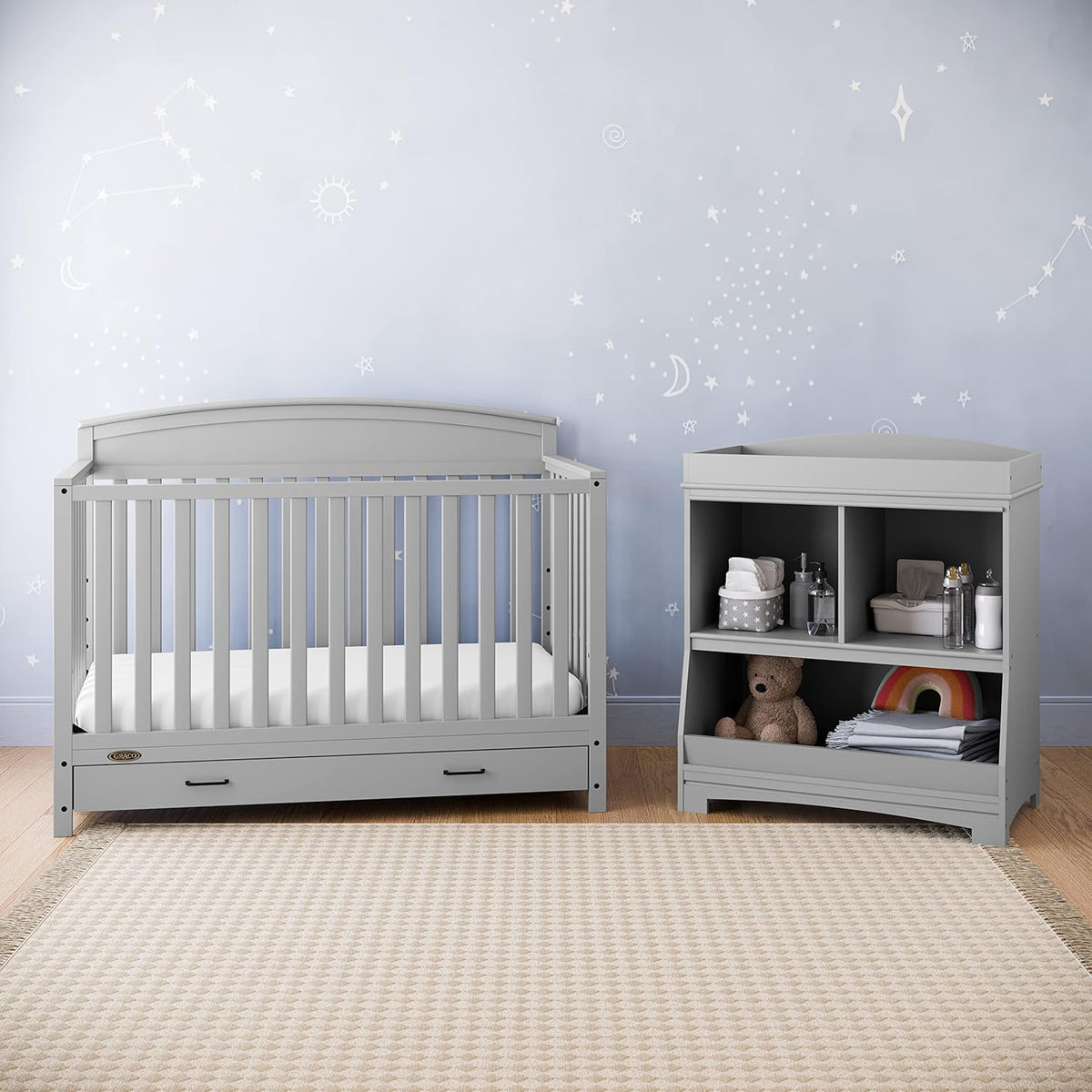 Graco 5-in-1 Convertible Crib With Storage Drawer, White