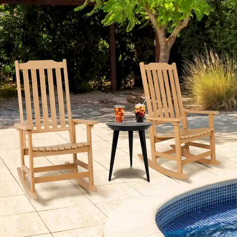 Vrakae Patio High-Back Rocking Chairs, 2-Piece, 21 x 34.6 x 46 Inches