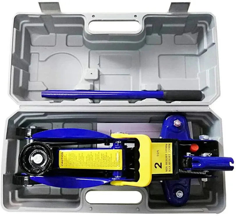 2T Hydraulic Floor Jack With 2pcs 3 Ton Axle Stands - Blue