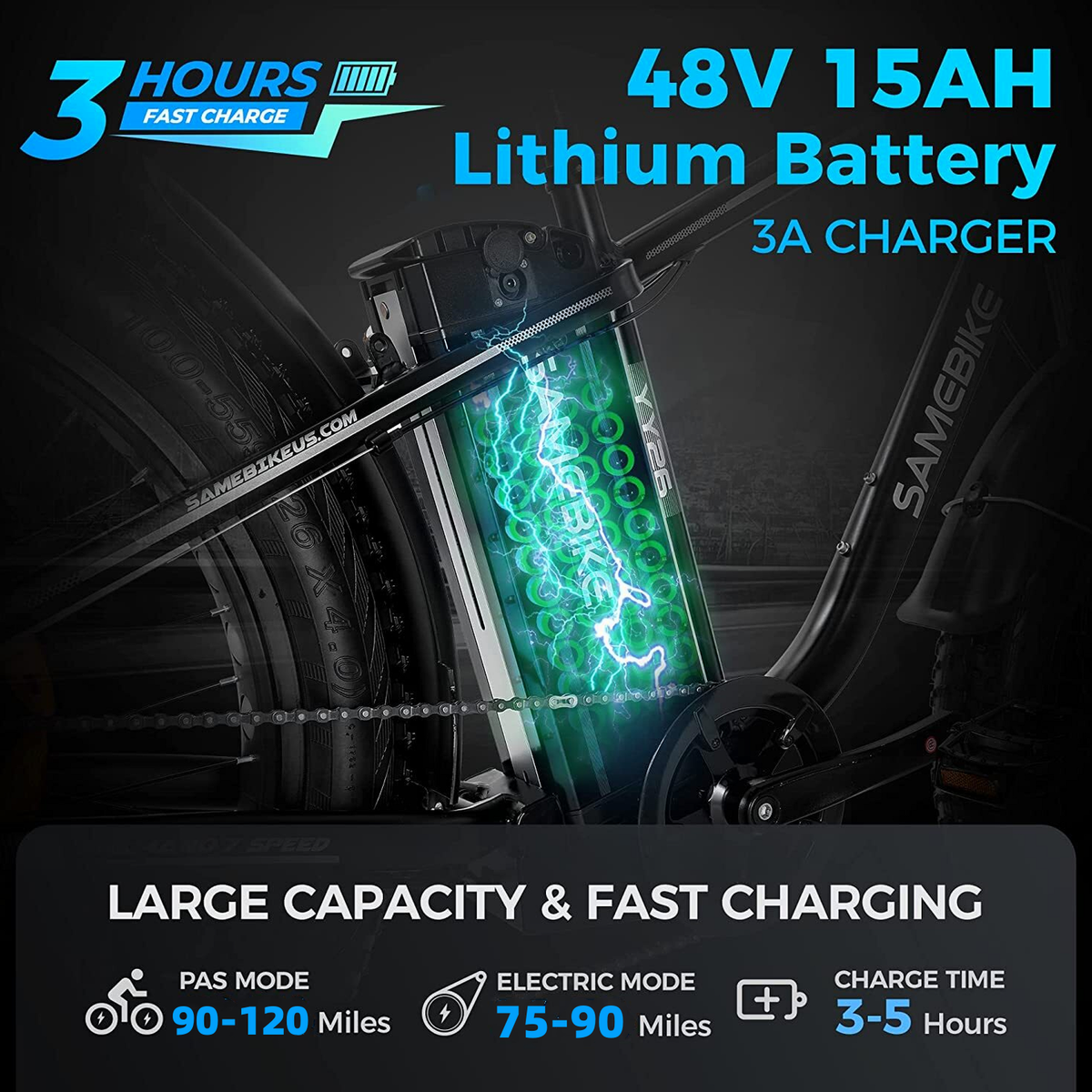 Outdoor electric bike with 48V/15Ah lithium battery