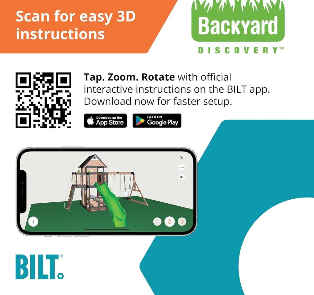 Backyard Discovery Canyon Creek Cedar Wood Swing Set with Wave Slide, Clubhouse, Play Kitchen, Picnic Area, Belt Swings, Web Swing, Rock Wall, Balconies, Playhouse, Step Ladder, Outdoor Playset
