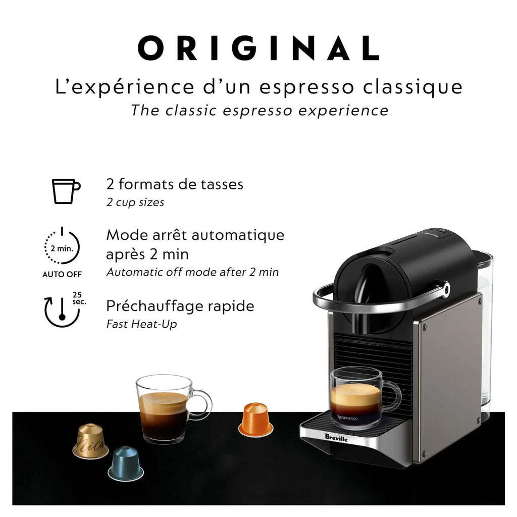 Nespresso Pixie Espresso Machine, Titan - BEC440TTN