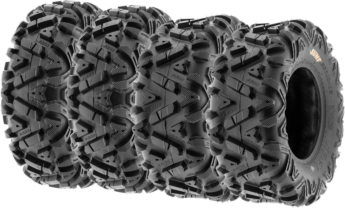 ATV UTV All-Terrain Replacement Tires Set Of 4, 25x8-12 Front And 25x10-12 Rear