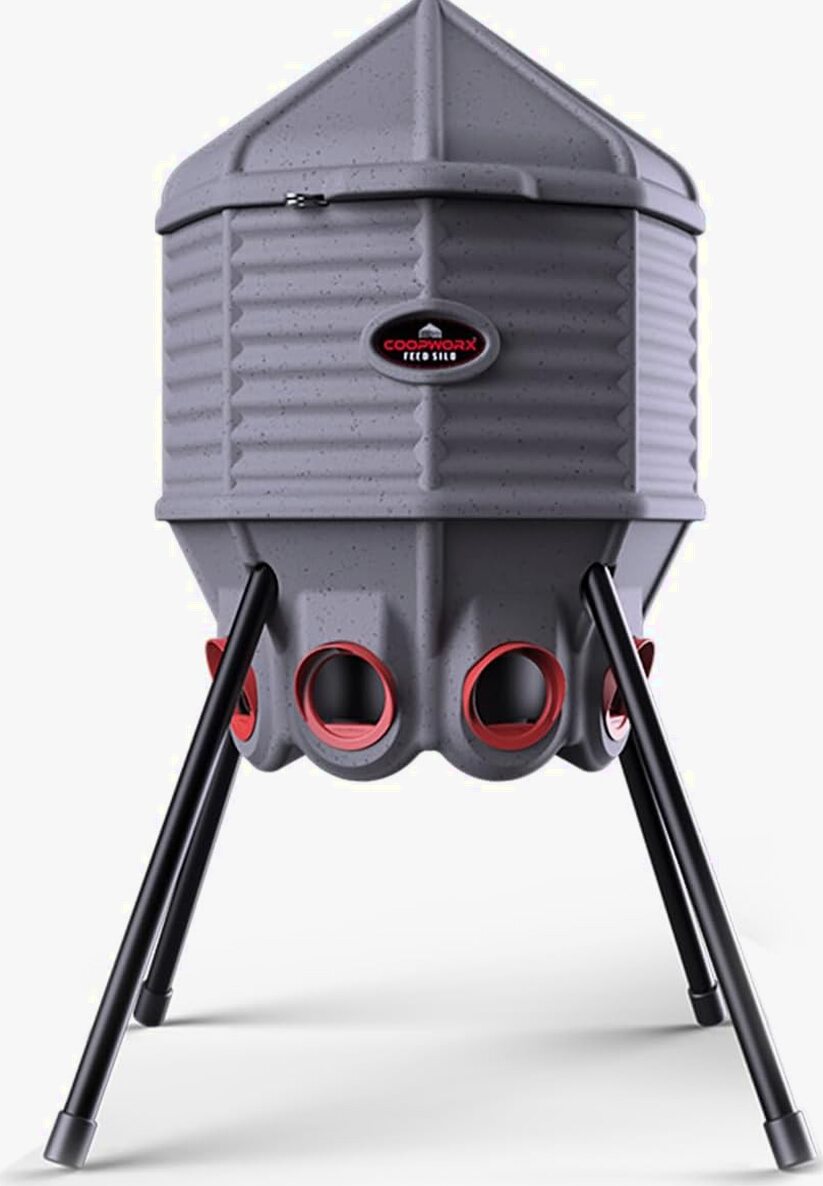 80lb Poultry Feeder, Adjustable Height, UV Stable, Weather Resistant, 8 Ports, Made in USA