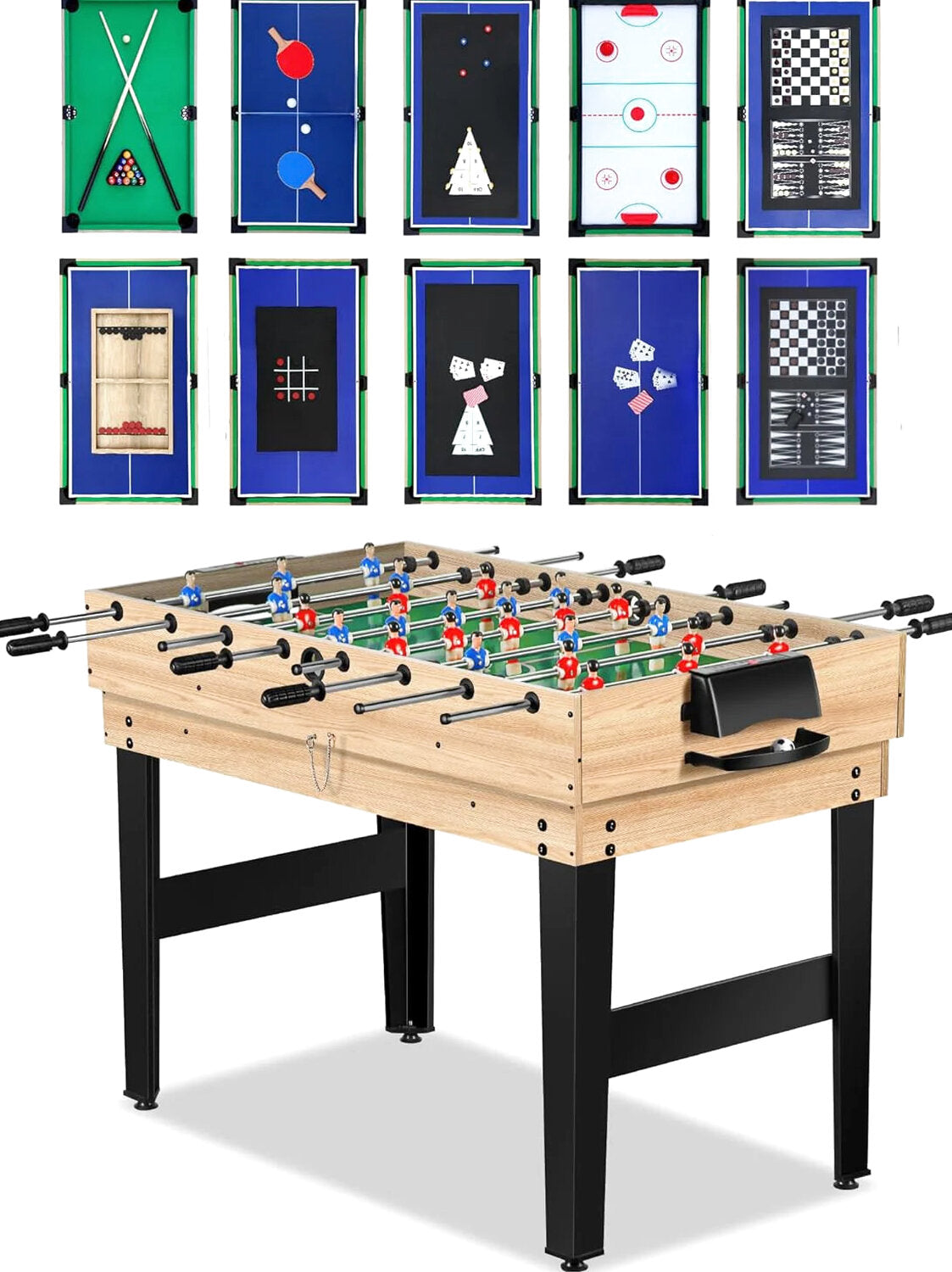 12-in-1 Game Table - 48" Combo Game Table, Ping Pong Table, Foosball Table, Air Hockey Table, Pool Table - Sports Arcade Games with Accessories - Ideal for Game Rooms and Family Game Nights!