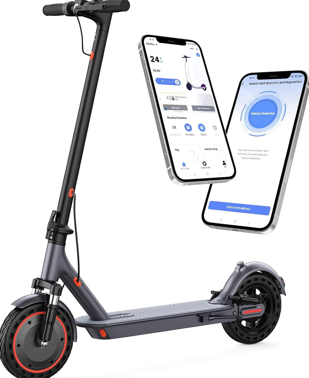 Electric Scooter, 350W/500W Powerful Motor, 8.5"/10" Solid Tires, 19/22Mph, 28/21/12 Miles Range,Dual Braking