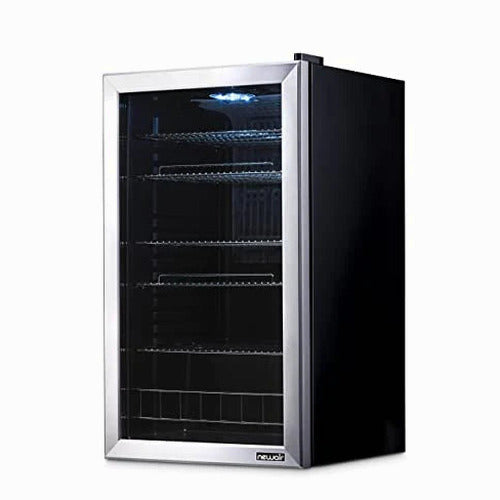 NewAir Beverage Refrigerator Cooler | 126 Cans Free Standing with Right Hinge Glass Door