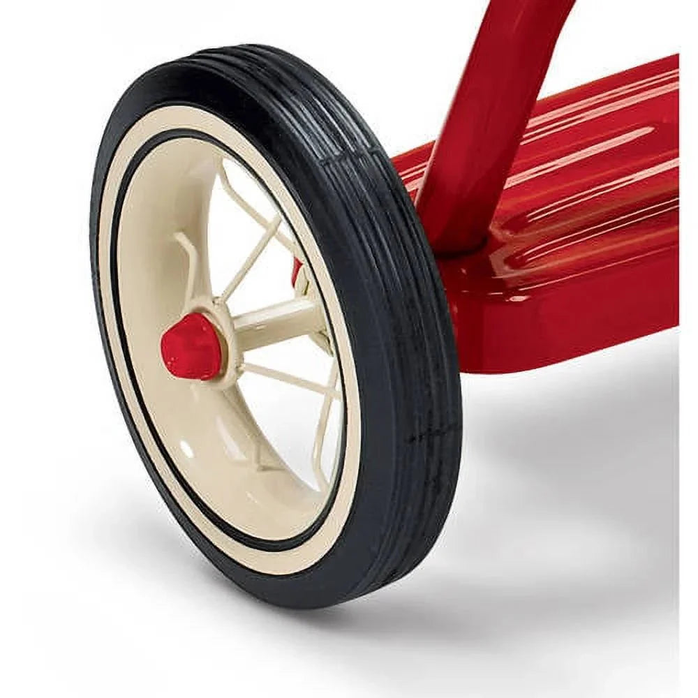 Radio Flyer Classic Red Dual Deck Tricycle, 12 Inch Front Wheel, Red, Ages 2.5-5 Years