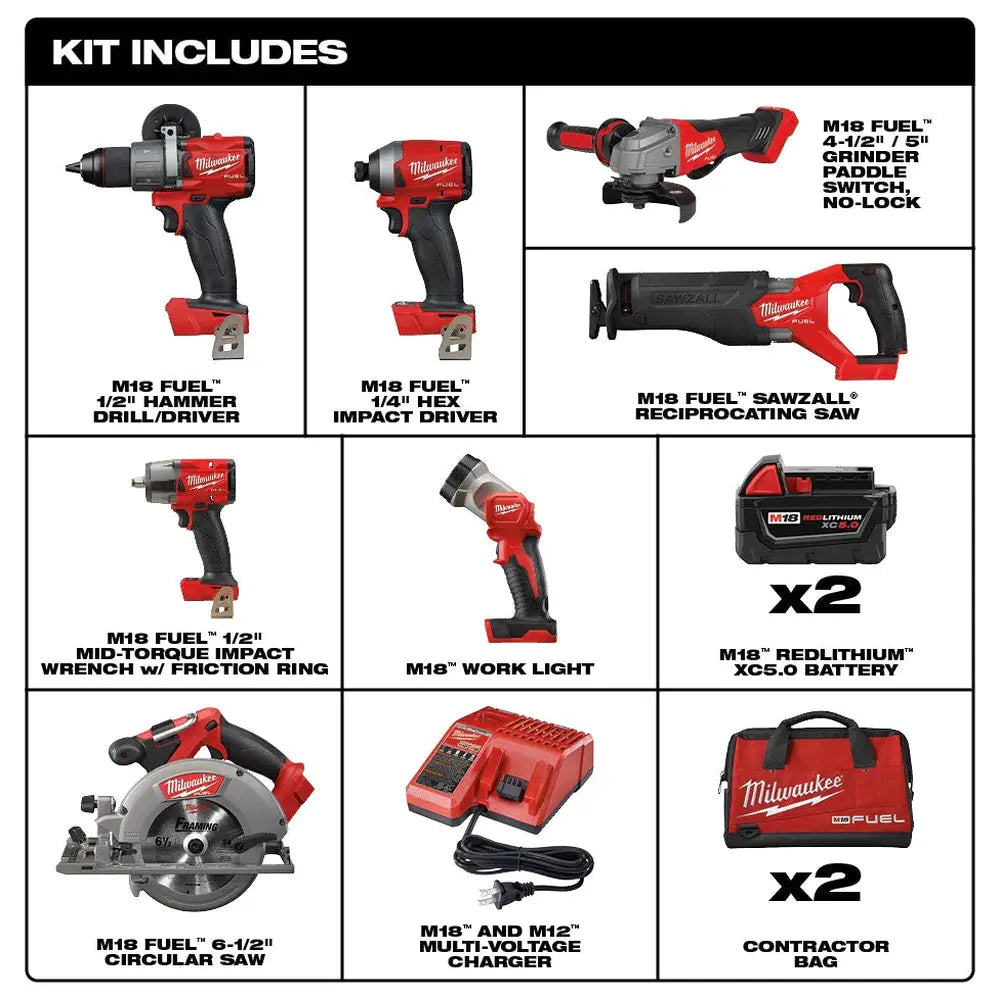 18V M18 FUEL Lithium-Ion Brushless Cordless 7-Tool Combo Kit 5.0 Ah