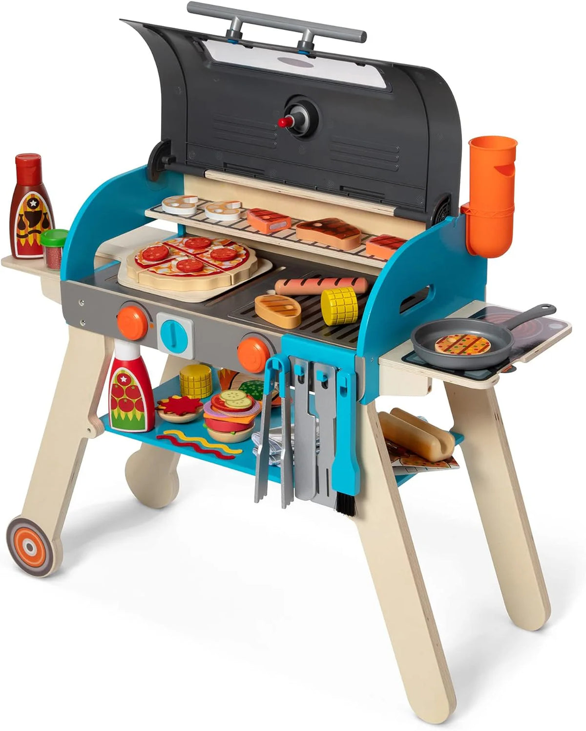 Melissa & Doug Wooden Grill, Smoker And Pizza Oven Play Set - 30608