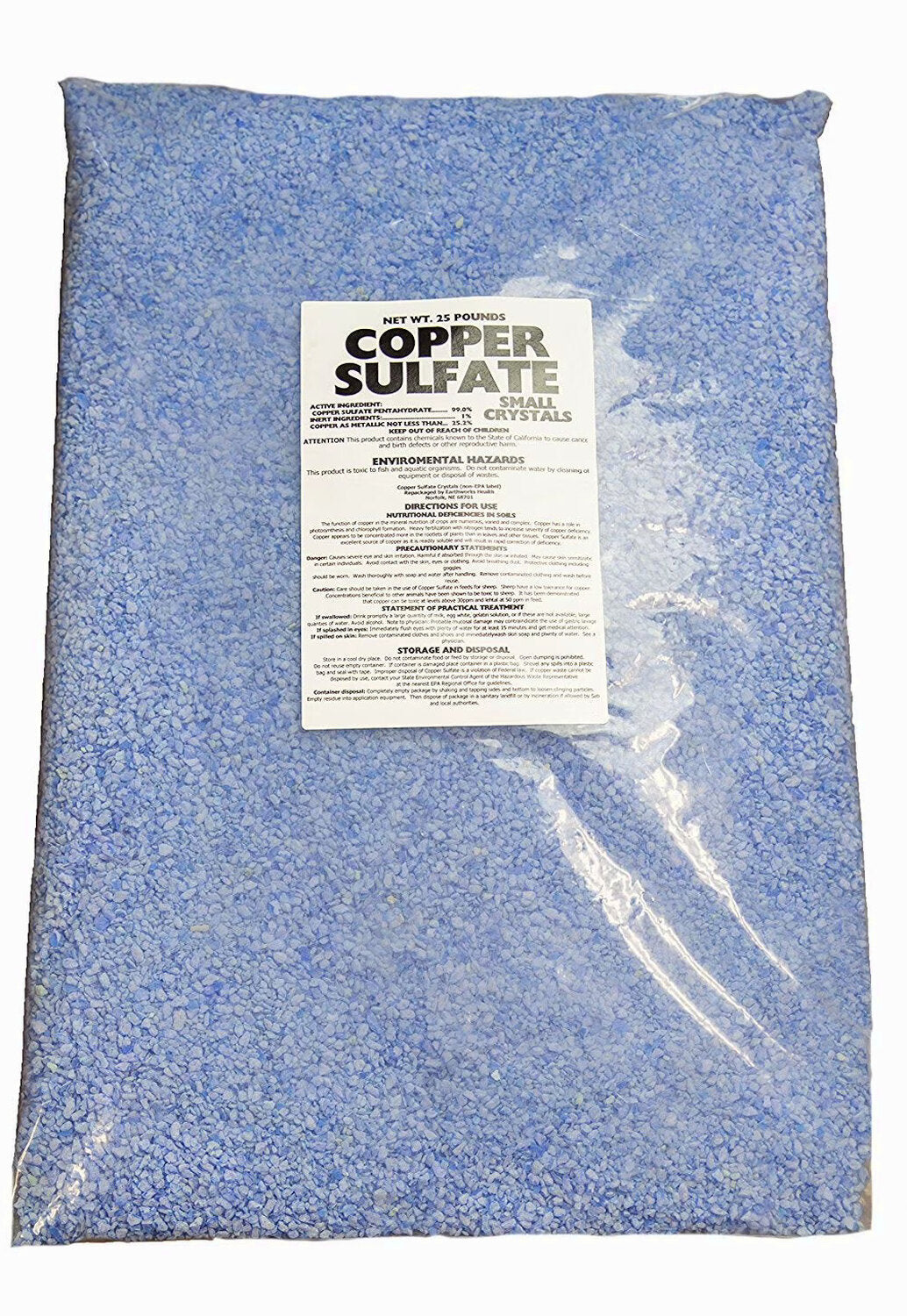 Copper Sulfate Fine Crystals - 25 lb Bag