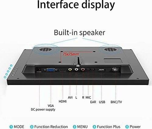 13.3 inch Small PC Monitor 1366x768 Mini LED Monitor with HDMI VGA AV BNC USB Intput, for Fire Stick Computer Xbox Ras pi, Built-in Speaker