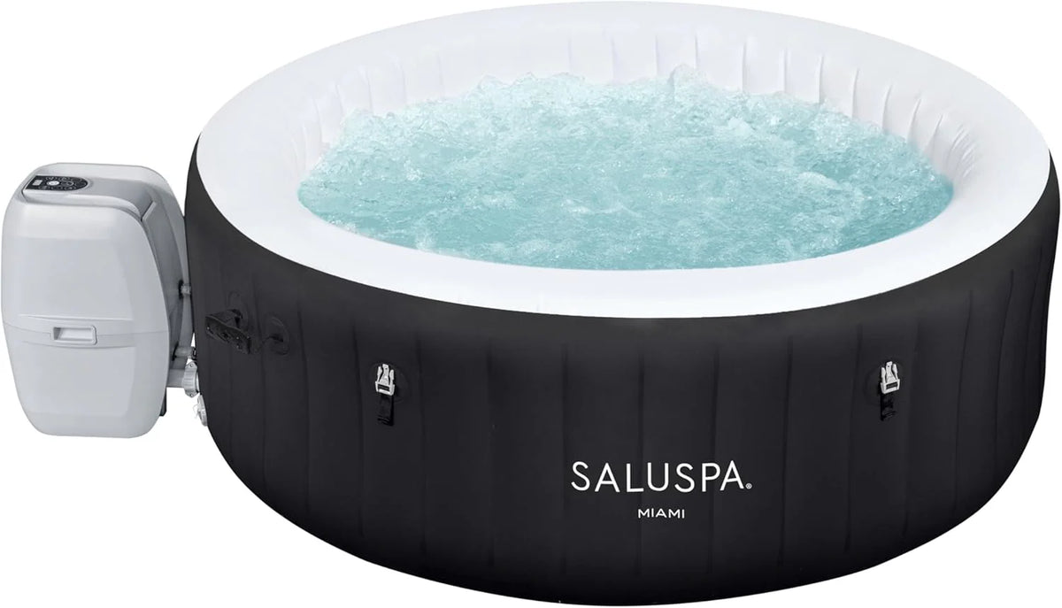 Bestway SaluSpa Miami Inflatable Hot Tub Spa, 71 x 26 in, 2-4 Person, Black - 60104E