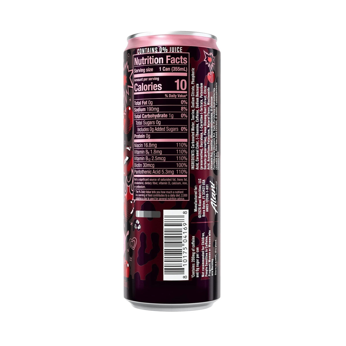 Energy Drink, Cherry Bomb Flavor, 12 fl oz Cans, Pack of 6