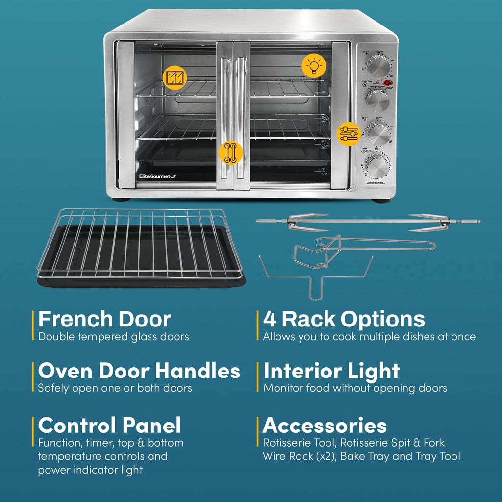 Elite Gourmet 47.5Qt 18-Slice Convection Oven - 4-Control Knobs