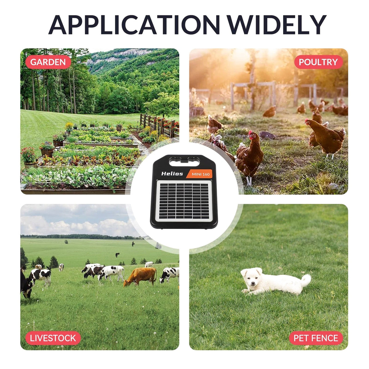 10 Miles Solar Electric Fence Charger with Day/Night Mode, 0.16J Portable Solar Fence Charger with Rechargeable Solar Panel for 24-Hour Uninterrupted Protection Electric Fence Energizer